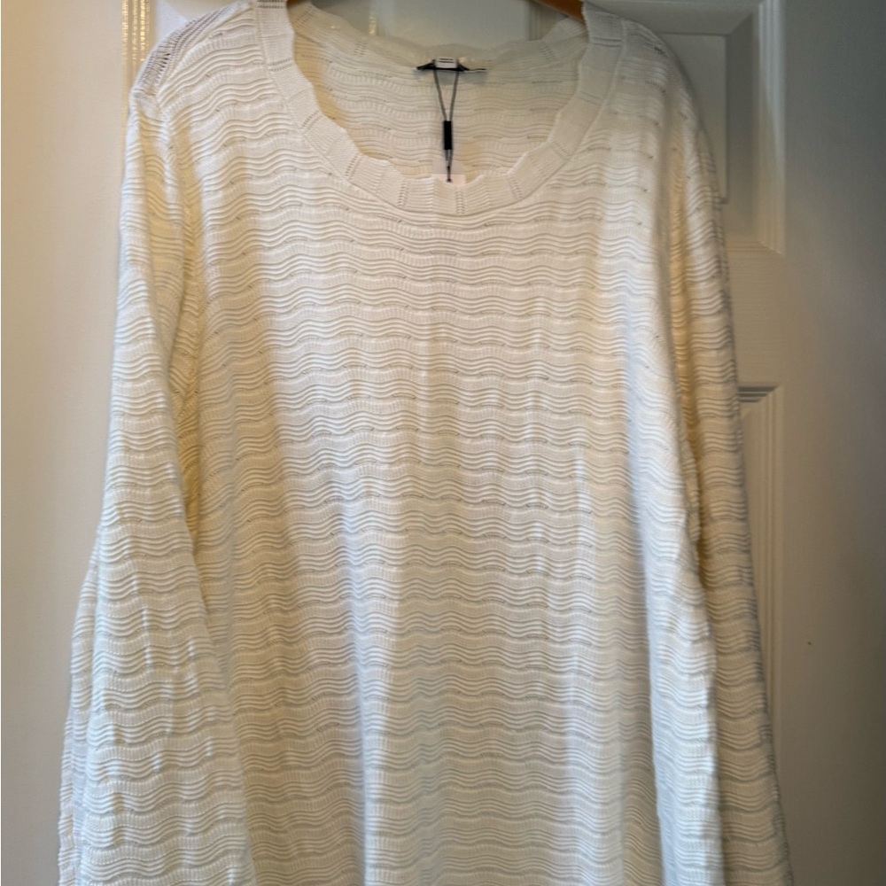 CHICO’S Scalloped Pullover Cotton Blend Sweater-Size 3 (XL)